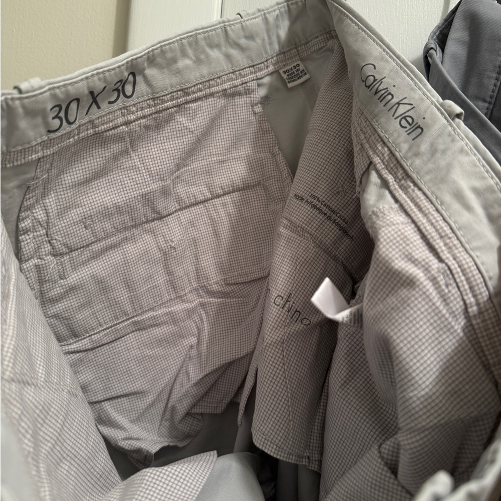 6 for $60 Calvin Klein Men's Chinos in Gray, Tan, and Blue - Picture 3 of 8